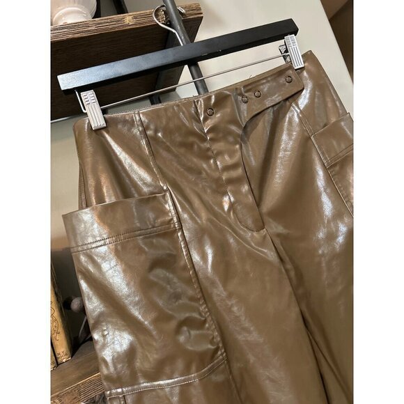 Ganni Glossy Faux Leather Trousers Dove Womens Size 36 4 S - Picture 8 of 14